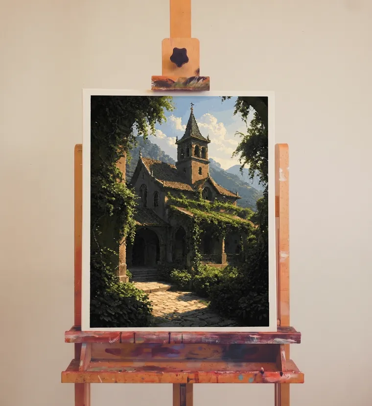 Pintura por números terminada numa tela