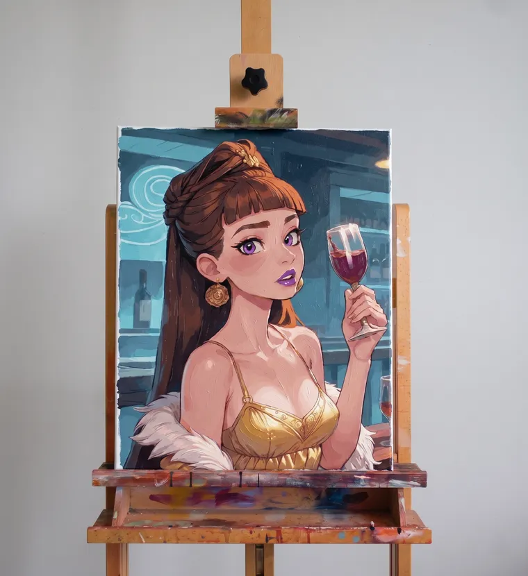 Pintura por números terminada numa tela