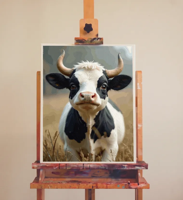 Pintura por números terminada numa tela
