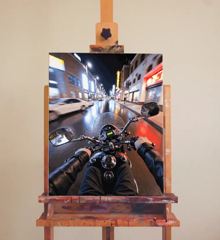 Pintura por números terminada numa tela