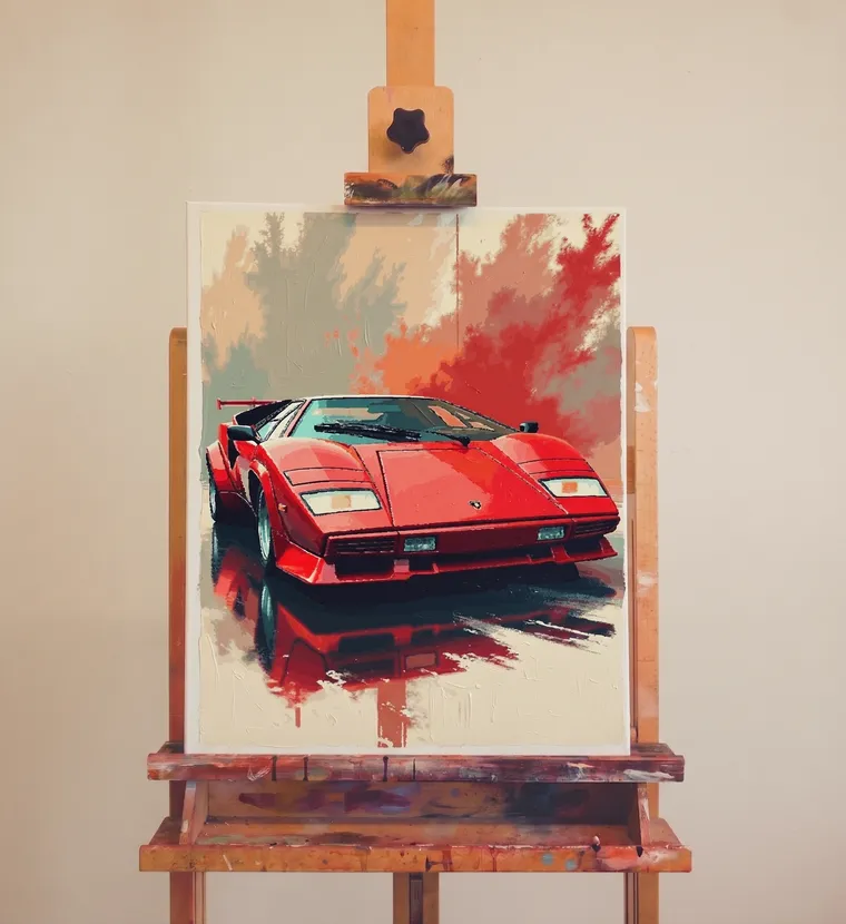 Pintura por números terminada numa tela