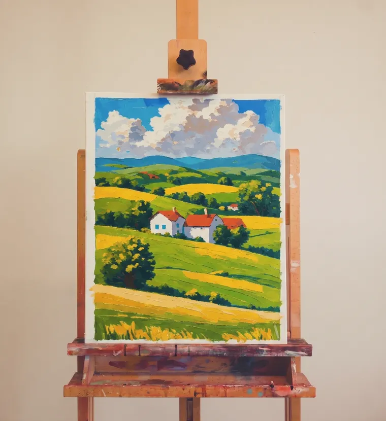 Pintura por números terminada numa tela
