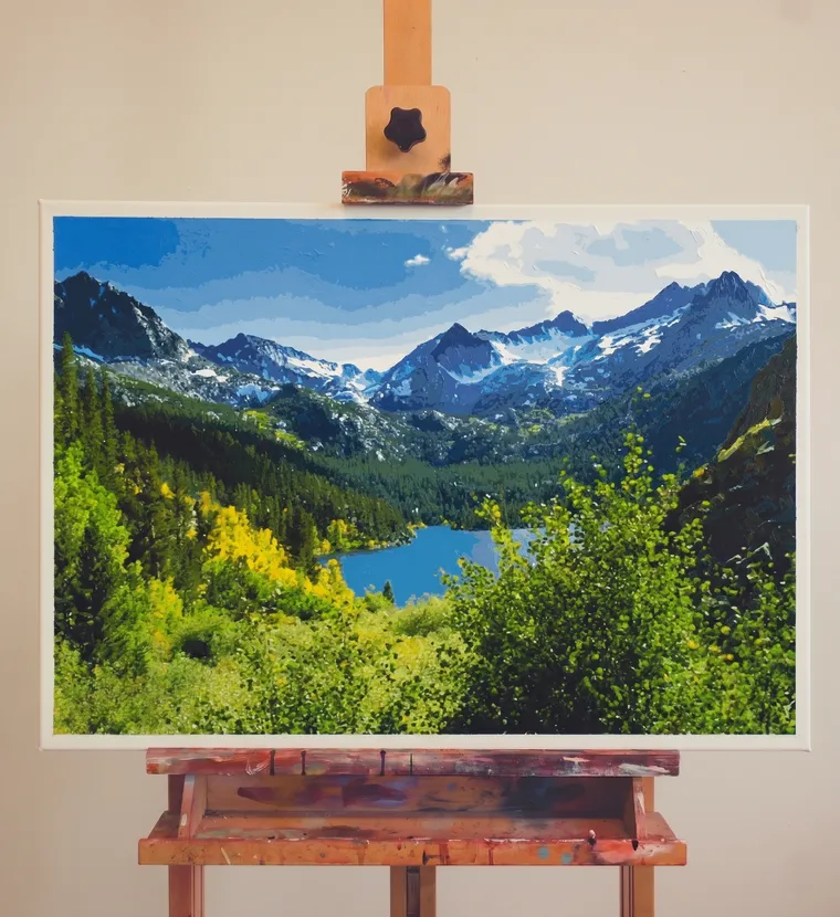 Pintura por números terminada numa tela