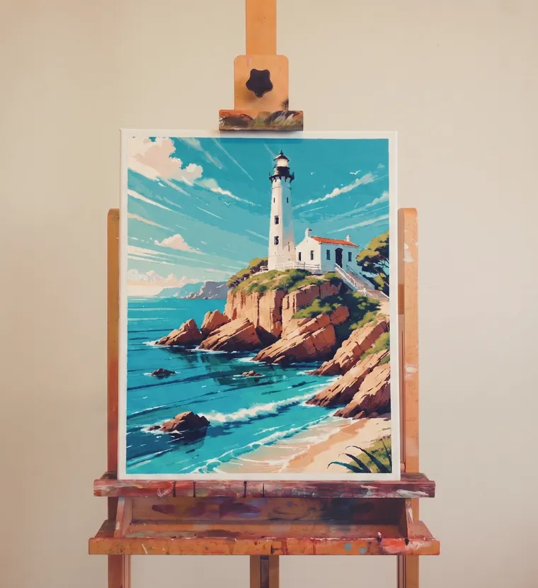 Pintura por números terminada numa tela
