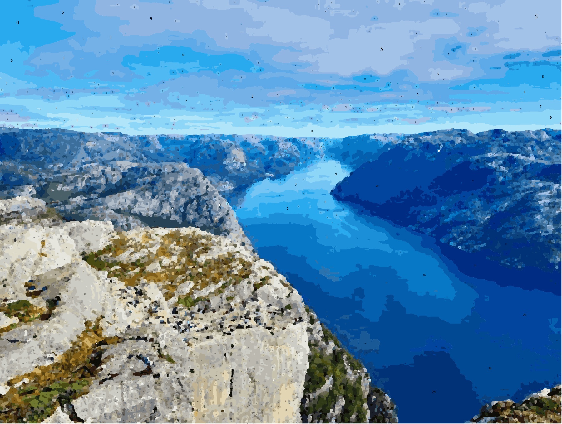 A mesma paisagem como pintura por números