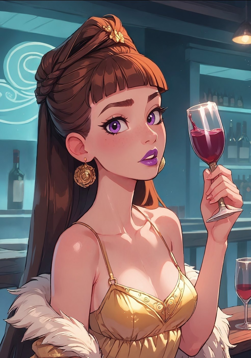 Ilustração de uma personagem com uma taça